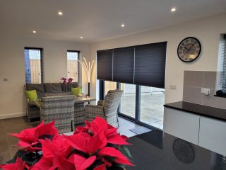 Grey Motorised Honeycombr Blinds on Doors