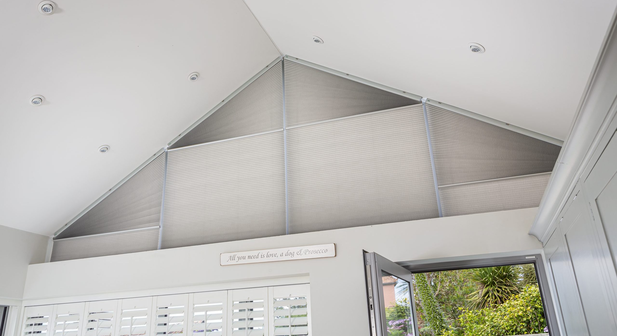 Silver grey ClearView Gable End Blind