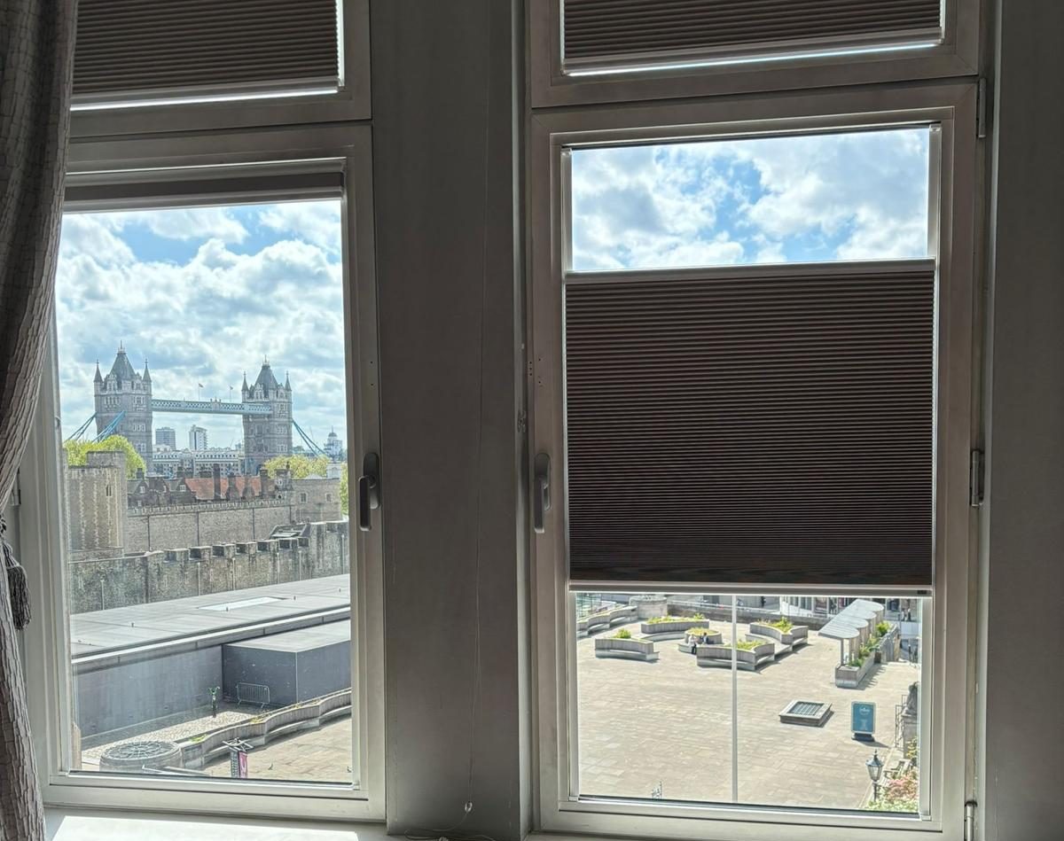 Blackout SmoothGlide Blinds on windows with london skyline view