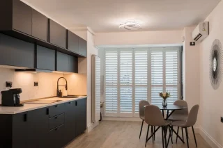 Window shutters in kitchen