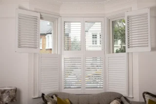 Shutters in bay window